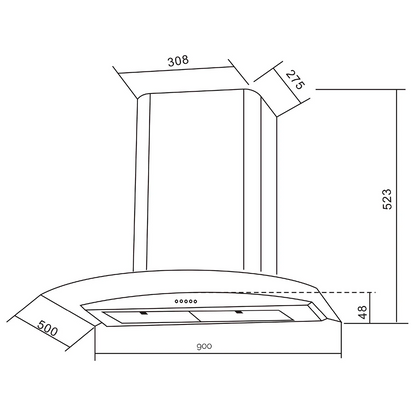 Campana de Pared Cristal Curvo Negro Acero Inoxidable EB-392